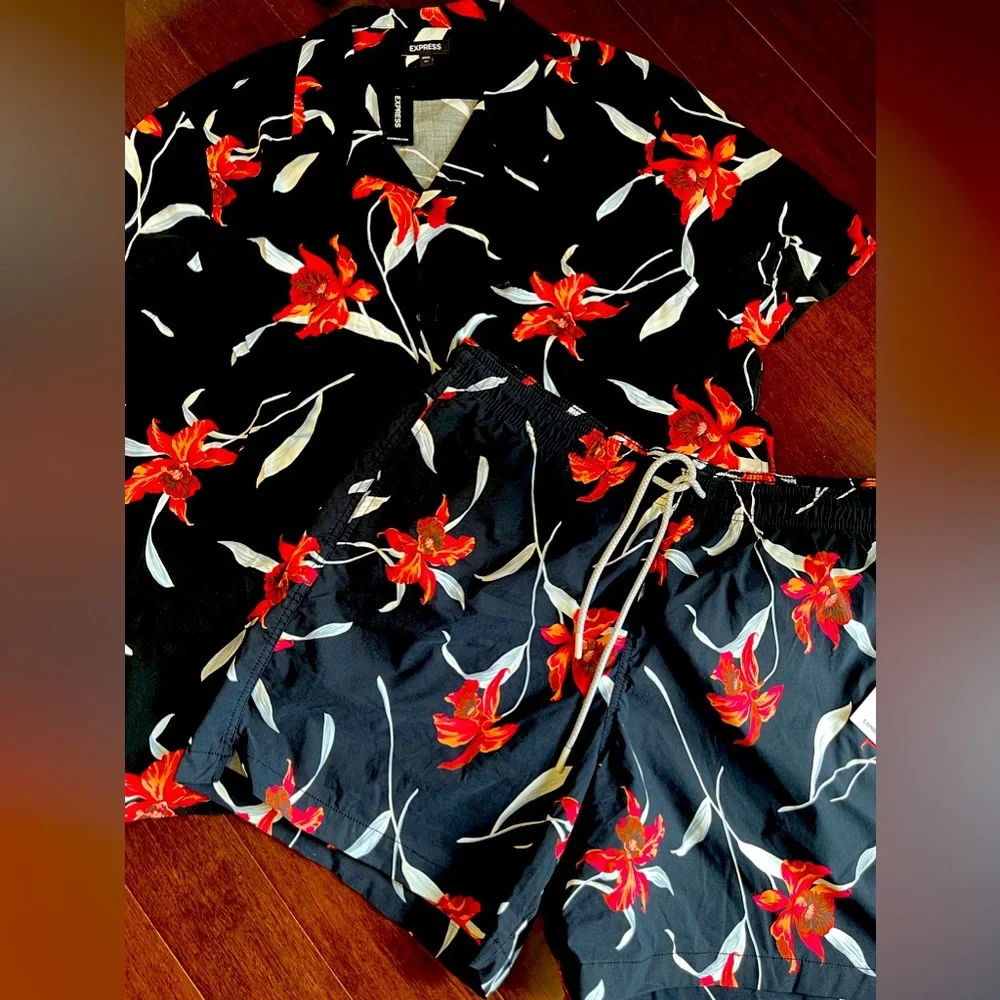 Express Men’s Floral Short Set - Picture 1 of 6